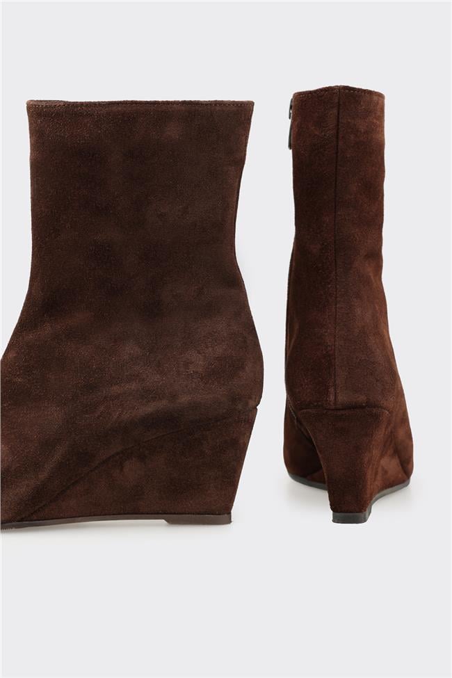 Kahve Deri Kadın Klasik Bot