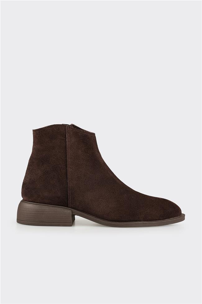 Kahve Deri Kadın Klasik Bot