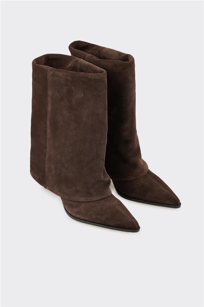 Kahve Deri Kadın Klasik Bot