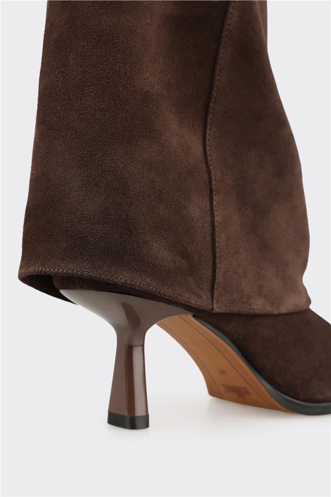 Kahve Deri Kadın Klasik Bot