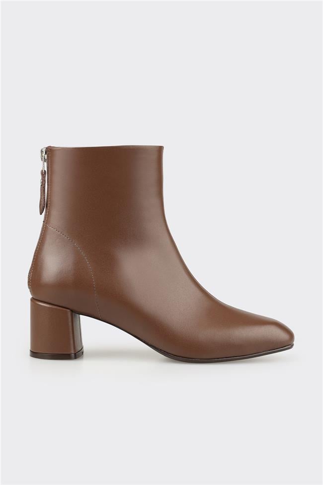 Kahve Deri Kadın Klasik Bot