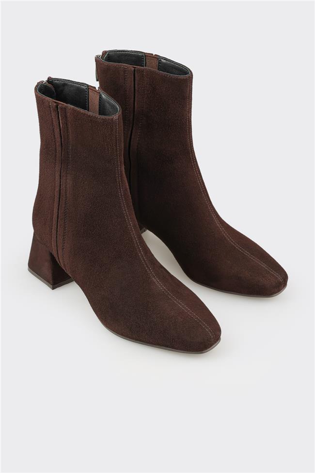 Kahve Deri Kadın Klasik Bot