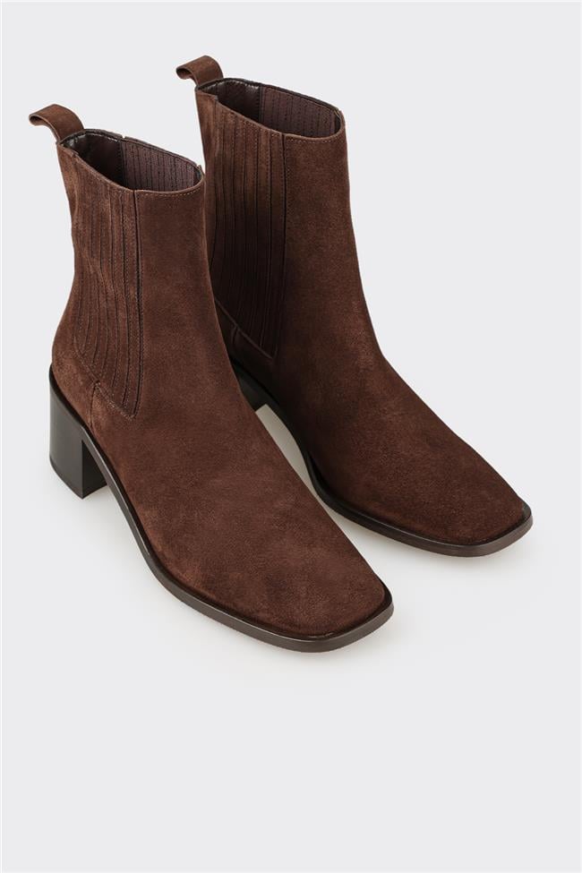 Kahve Deri Kadın Klasik Bot