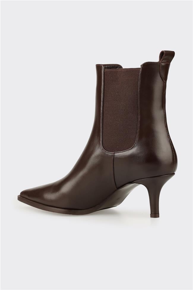 Kahve Deri Kadın Klasik Bot