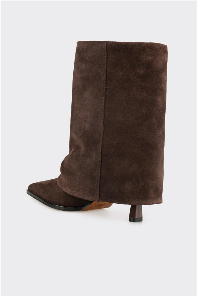 Kahve Deri Kadın Klasik Bot