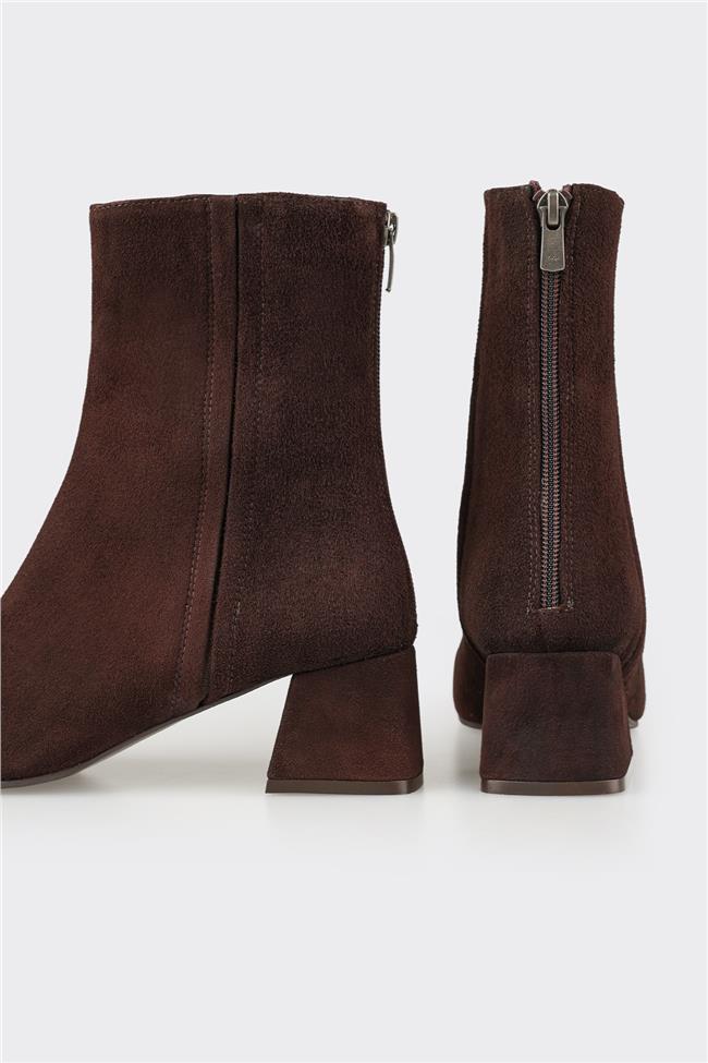 Kahve Deri Kadın Klasik Bot