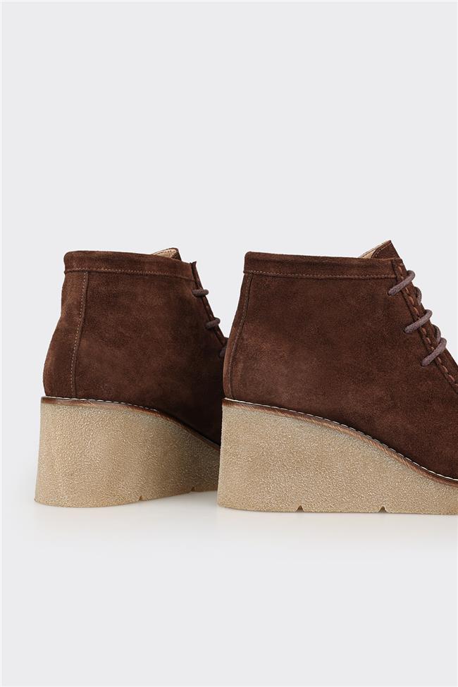 Kahve Deri Kadın Klasik Bot