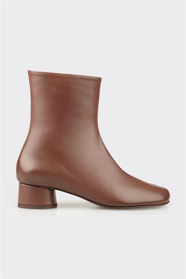 Kahve Deri Kadın Klasik Bot