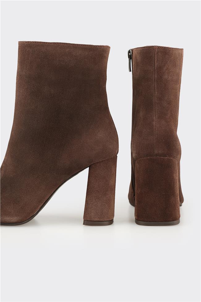 Kahve Deri Kadın Klasik Bot