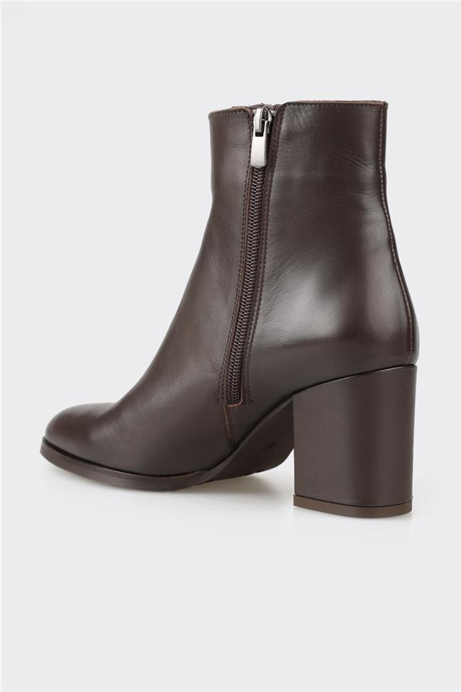 Kahve Deri Kadın Klasik Bot