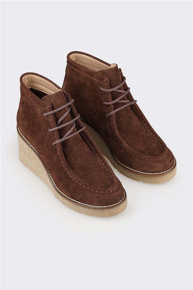 Kahve Deri Kadın Klasik Bot