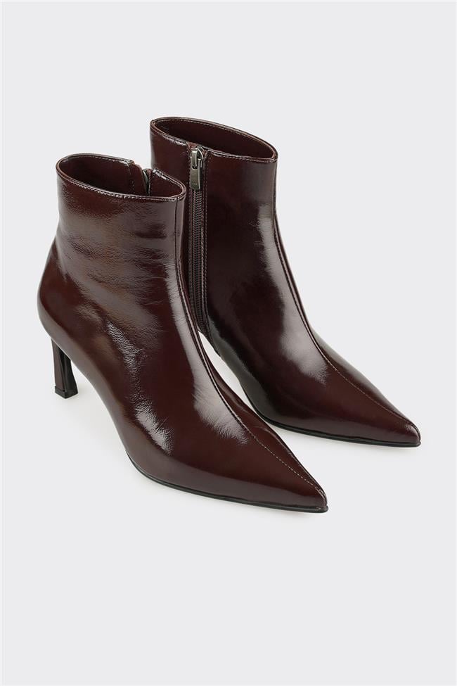 Kahve Deri Kadın Klasik Bot