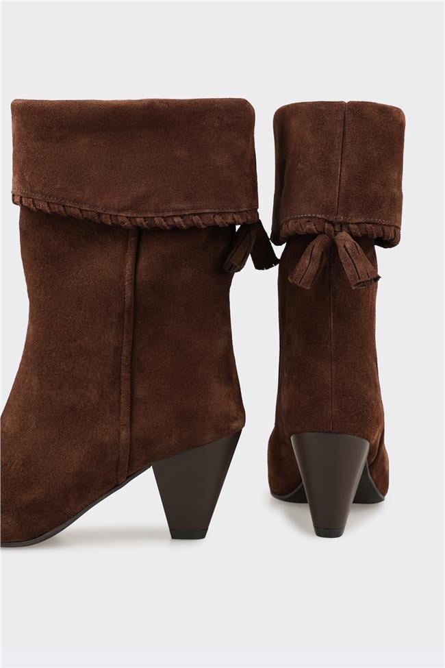 Kahve Deri Kadın Klasik Bot