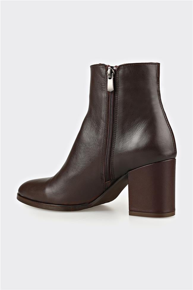 Kahve Deri Kadın Klasik Bot