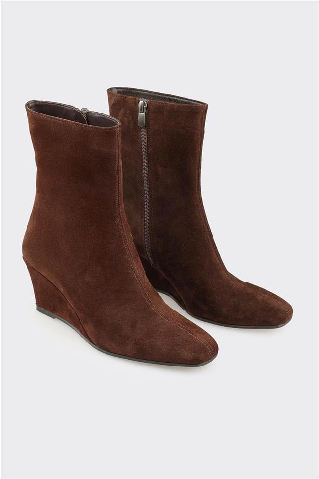 Kahve Deri Kadın Klasik Bot