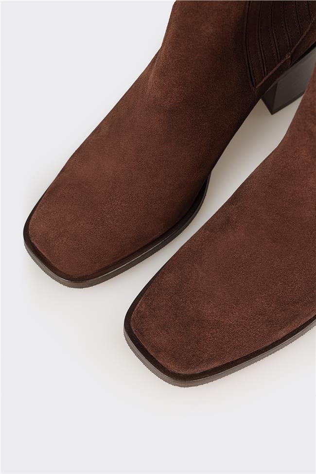 Kahve Deri Kadın Klasik Bot