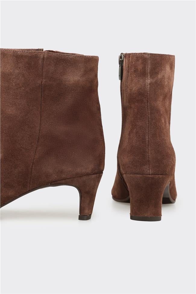 Kahve Deri Kadın Klasik Bot