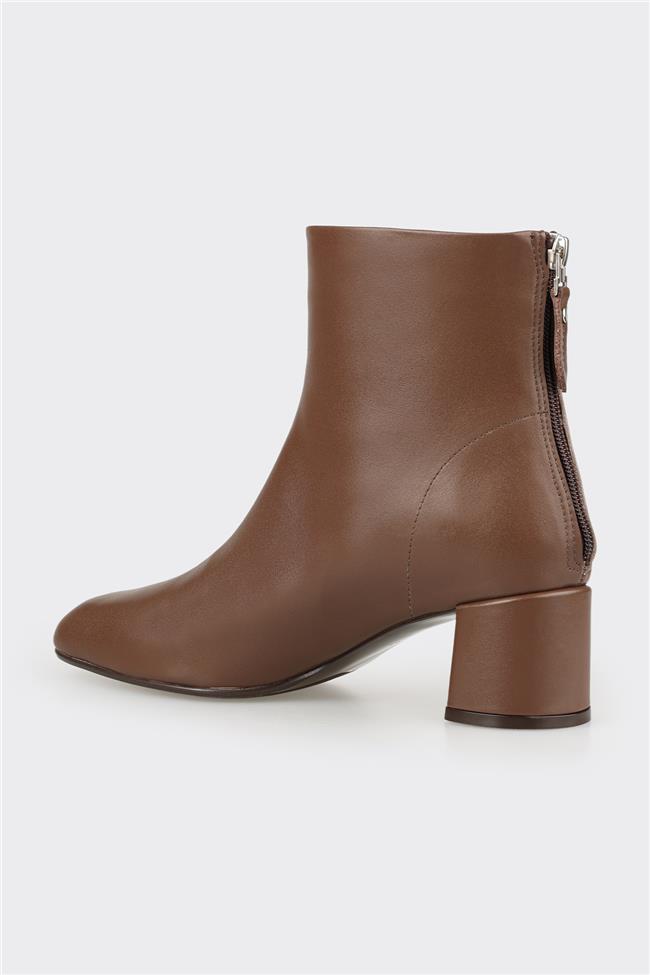 Kahve Deri Kadın Klasik Bot