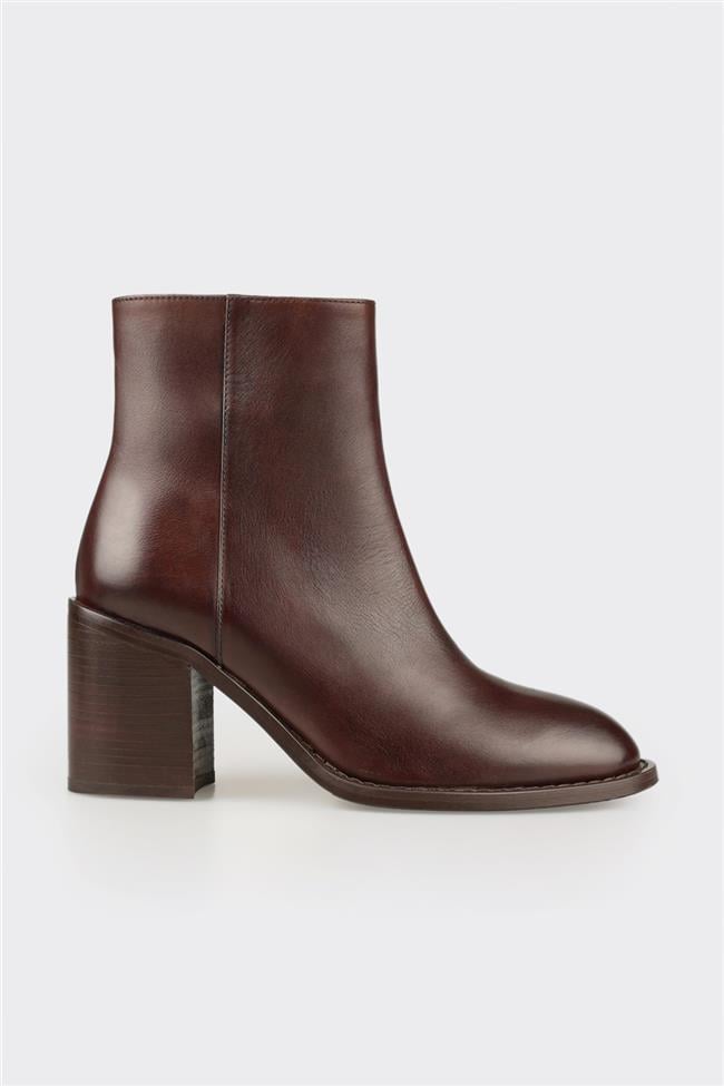 Kahve Deri Kadın Klasik Bot