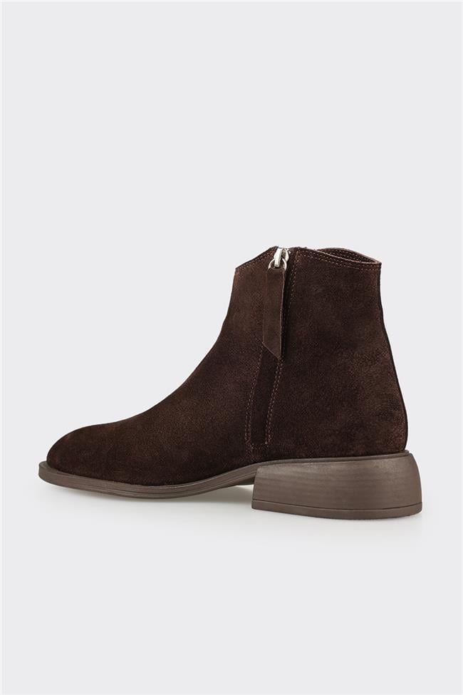 Kahve Deri Kadın Klasik Bot