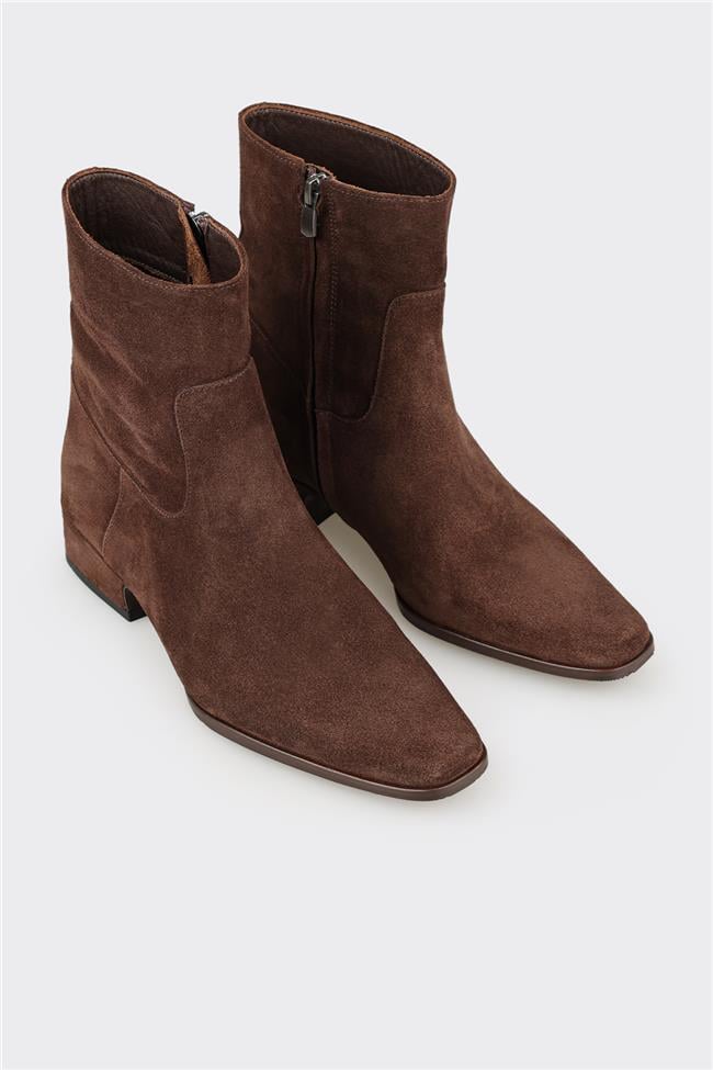 Kahve Deri Kadın Klasik Bot