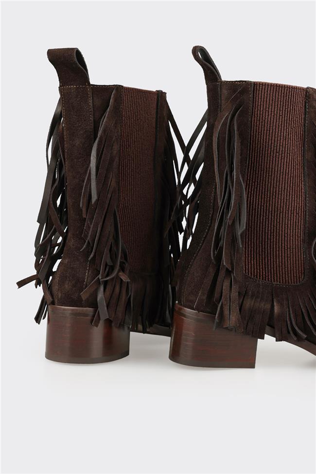 Kahve Deri Kadın Klasik Bot