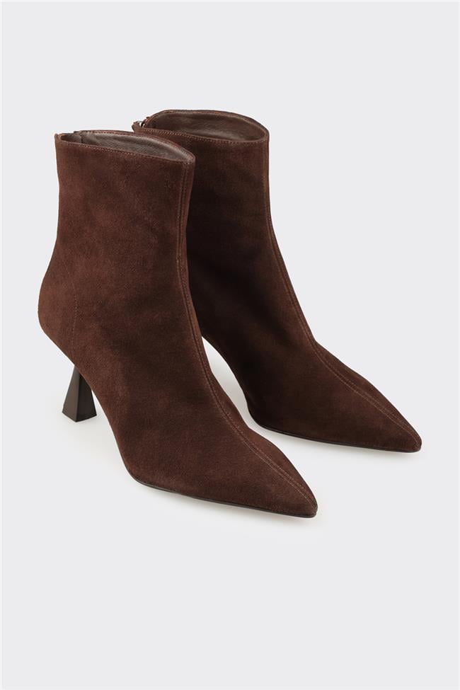 Kahve Deri Kadın Klasik Bot