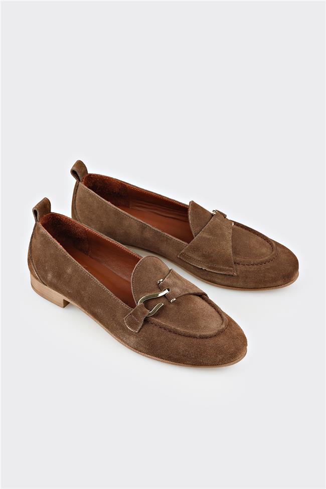 Kahve Deri Kadın Loafer