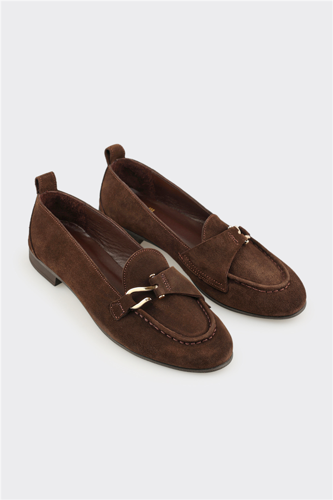 Kahve Deri Kadın Loafer