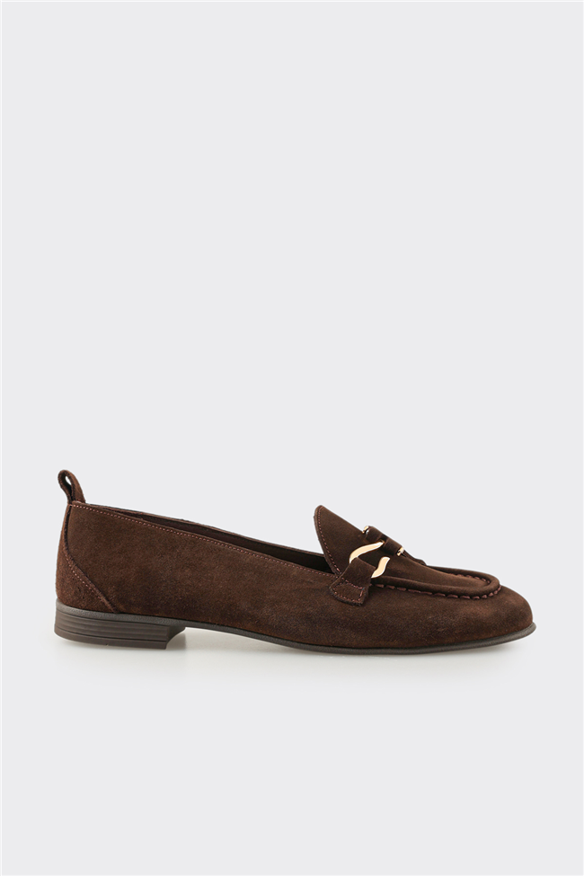 Kahve Deri Kadın Loafer
