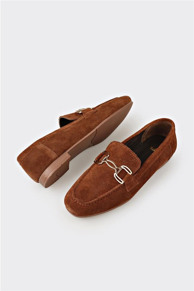 Kahve Deri Kadın Loafer