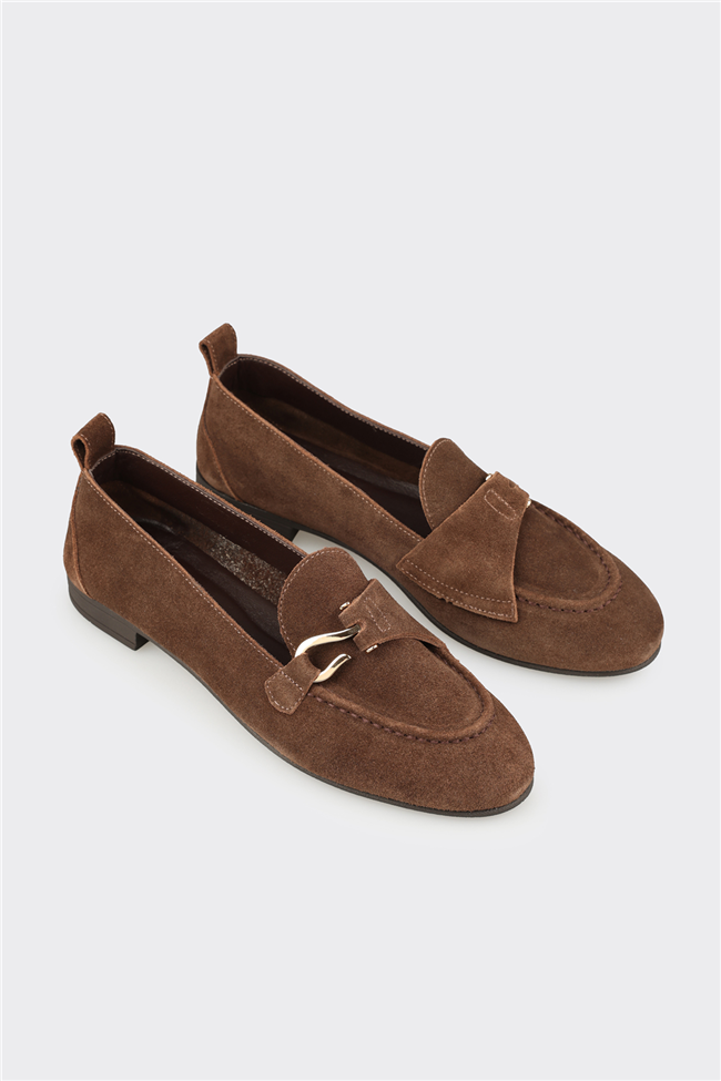 Kahve Deri Kadın Loafer