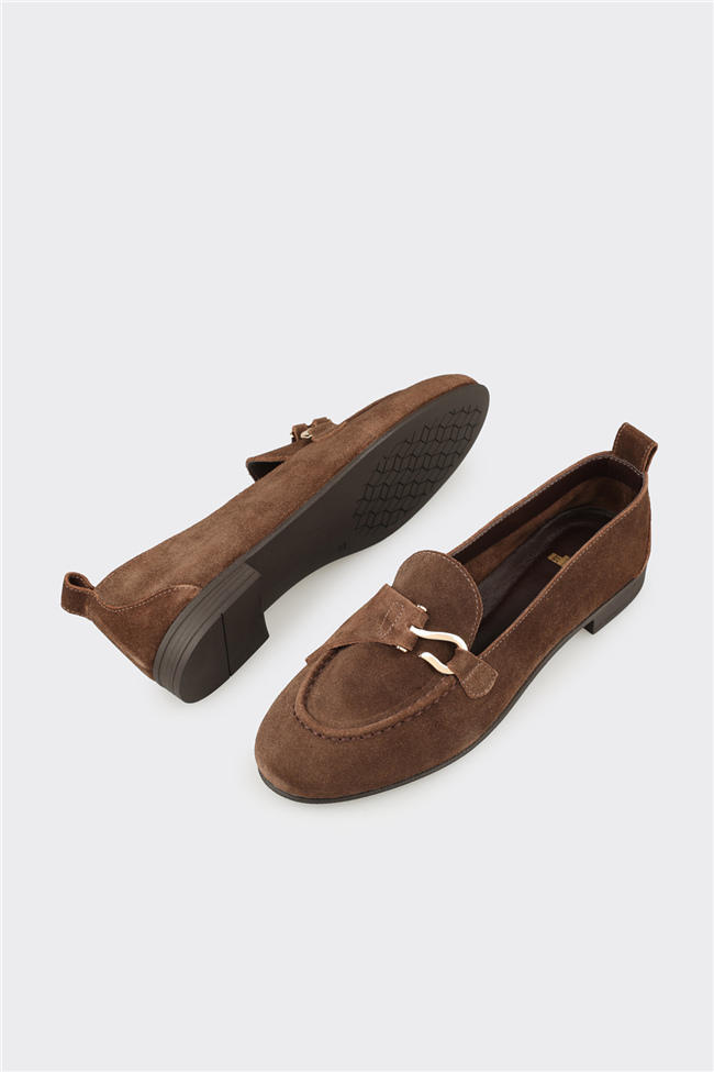 Kahve Deri Kadın Loafer