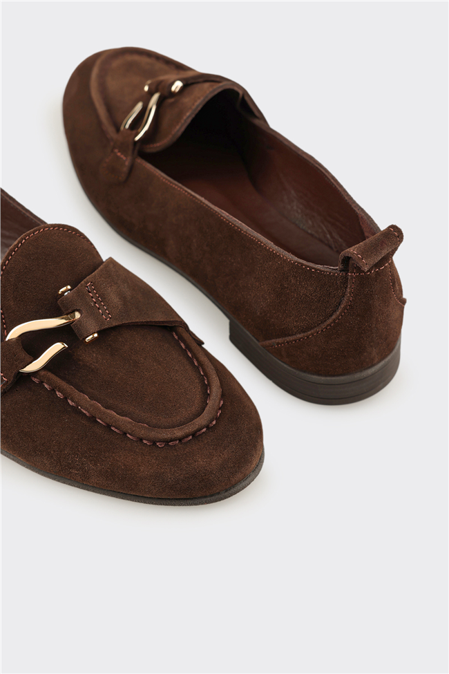 Kahve Deri Kadın Loafer