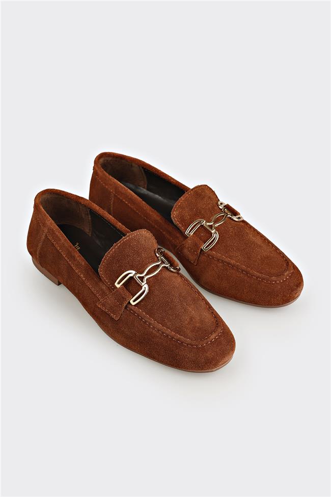 Kahve Deri Kadın Loafer