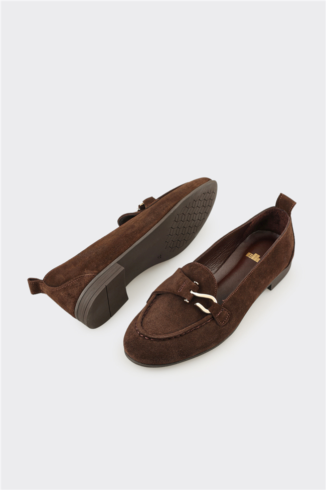 Kahve Deri Kadın Loafer