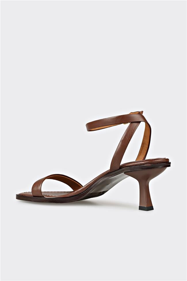 Kahve Deri Kadın Sandalet