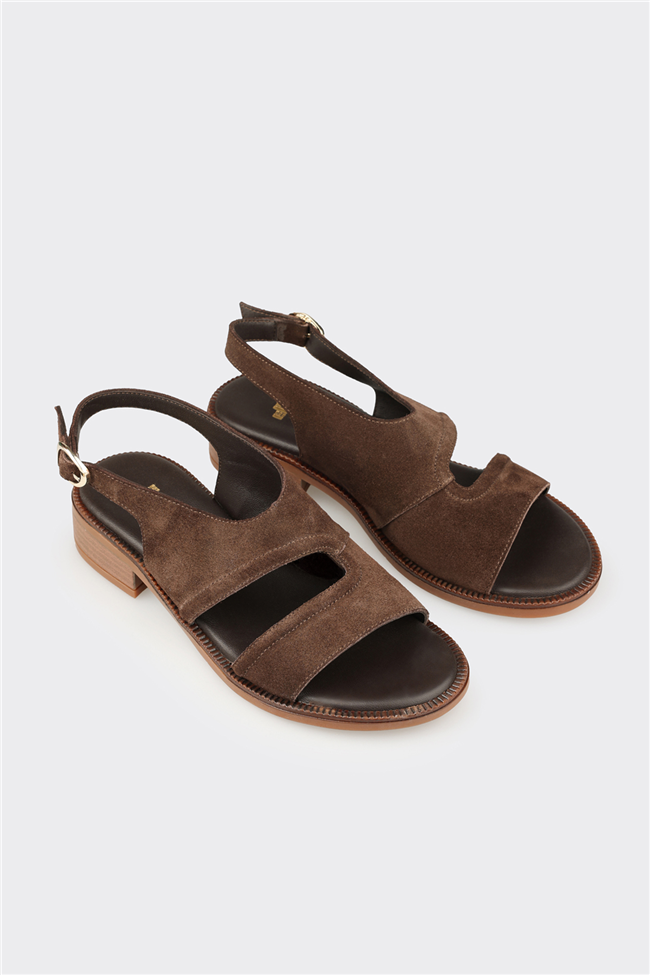 Kahve Deri Kadın Sandalet