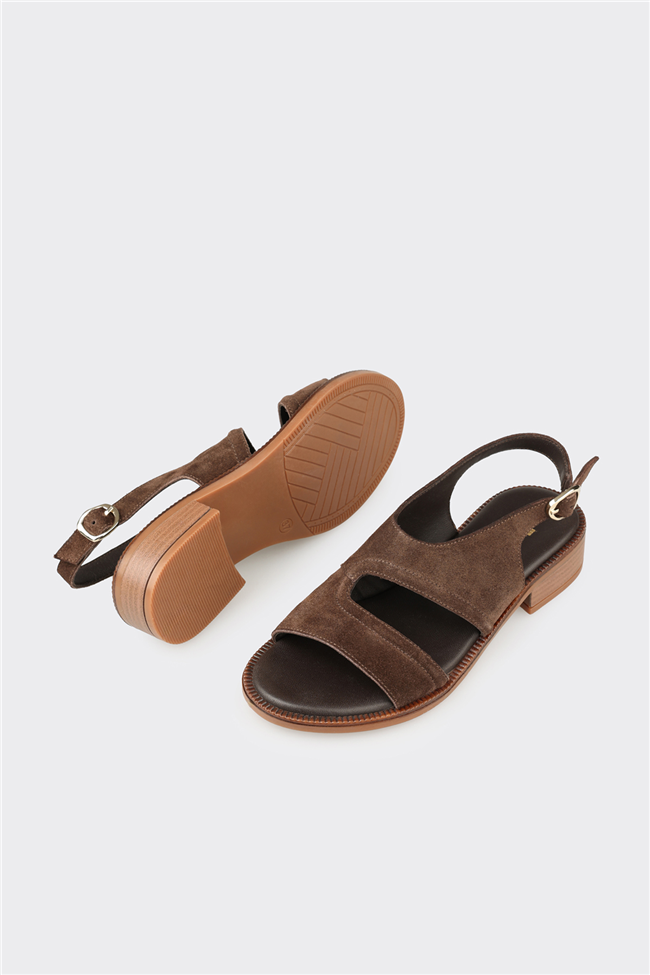 Kahve Deri Kadın Sandalet