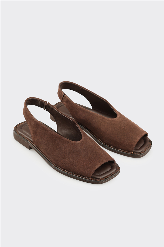 Kahve Deri Kadın Sandalet