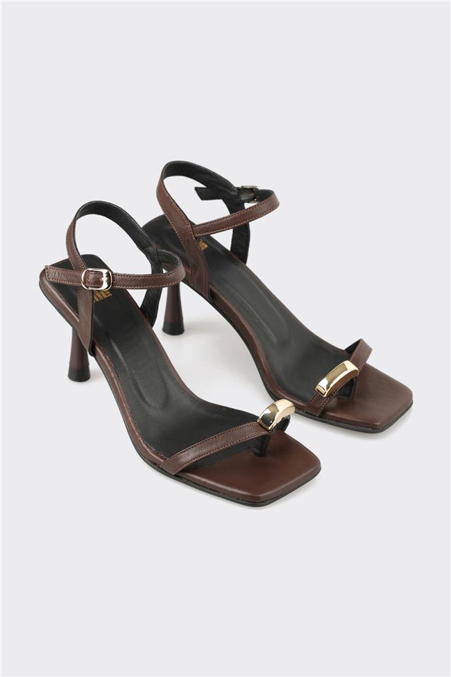 Kahve Deri Kadın Sandalet