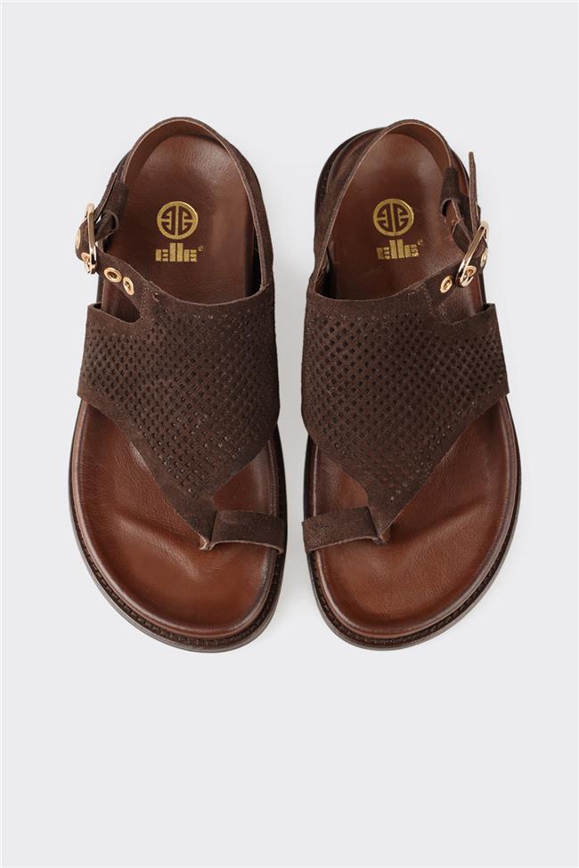 Kahve Deri Kadın Sandalet