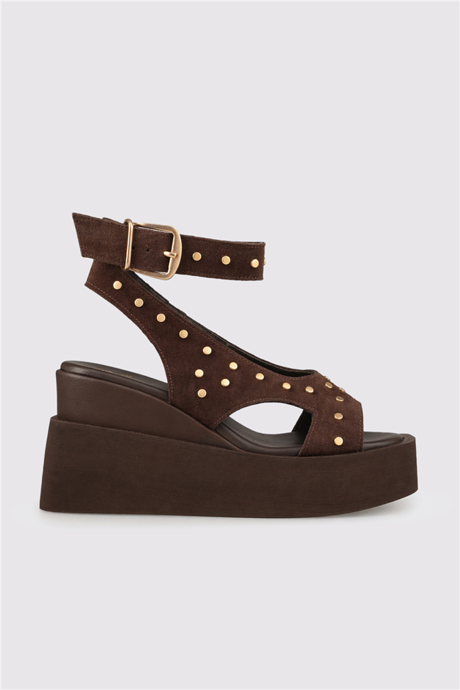 Kahve Deri Kadın Sandalet