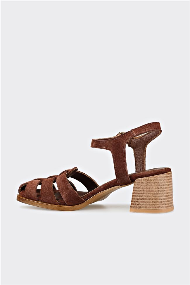 Kahve Deri Kadın Sandalet