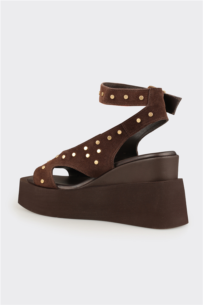 Kahve Deri Kadın Sandalet