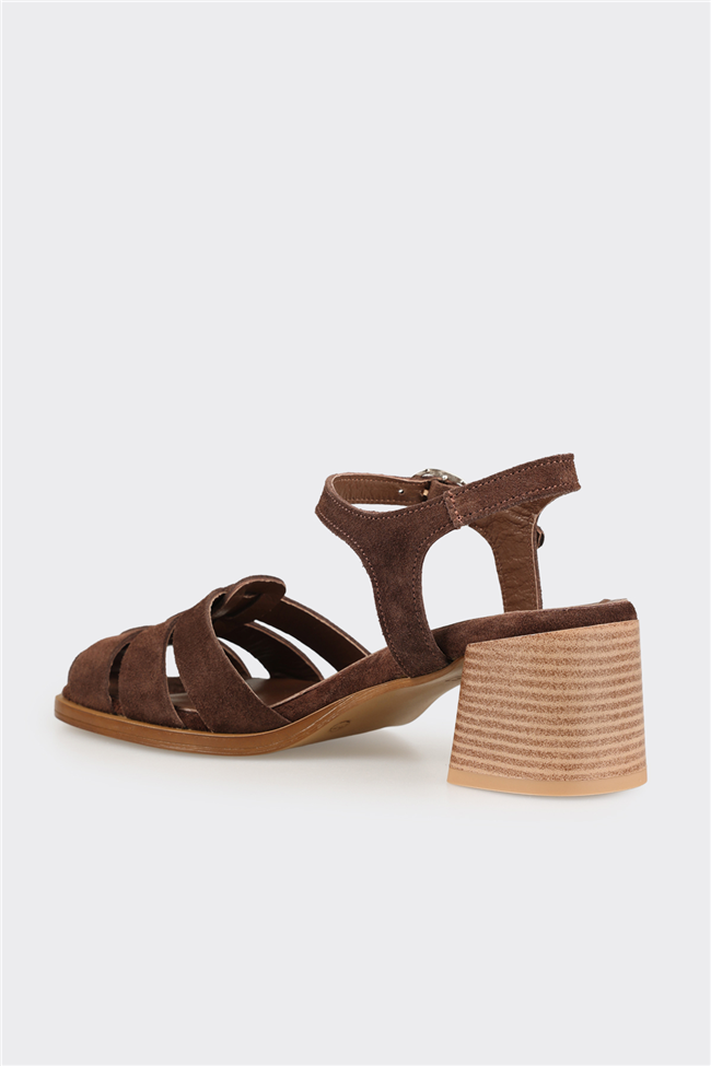 Kahve Deri Kadın Sandalet