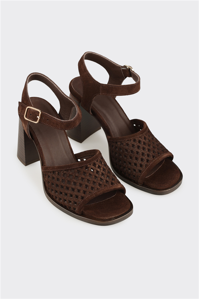 Kahve Deri Kadın Sandalet