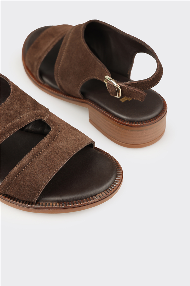 Kahve Deri Kadın Sandalet