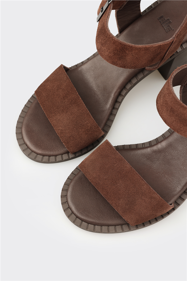 Kahve Deri Kadın Sandalet