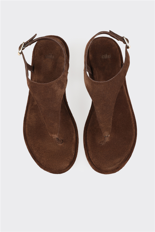 Kahve Deri Kadın Sandalet